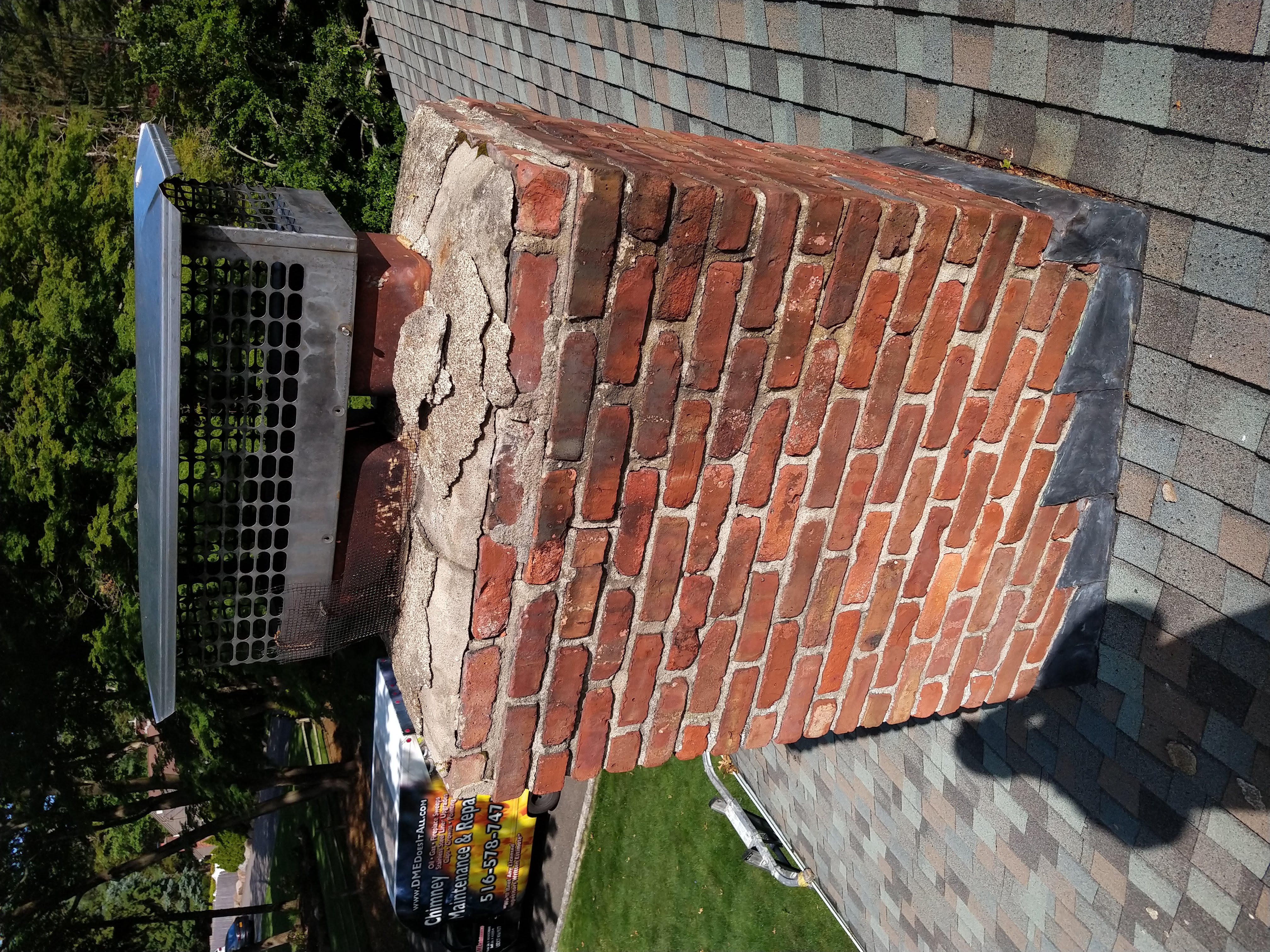 Cracked chimney crown professionally repaired in Oceanside, New York